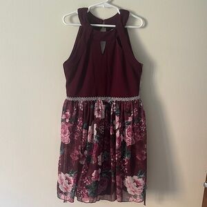 Speechless Maroon and Pink Floral Dress